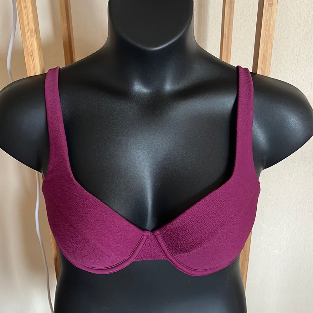 Rich, Berry Purple Bikini Top. Gold adjustable accents & Breathable material